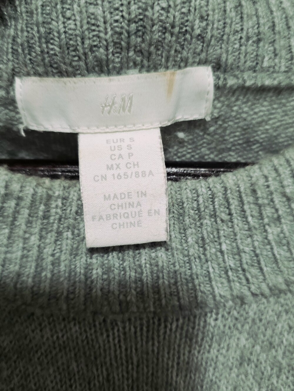 H&M Womens Sage Green Pearl Embellished Oversized Cozy Knit Pull Over Sweater S - Picture 7 of 10